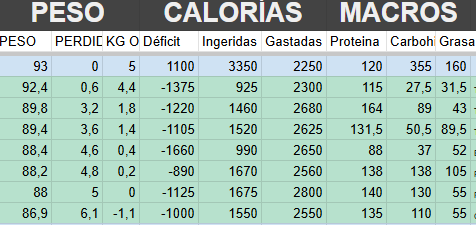 Calorias gastadas proyecto zero to hero